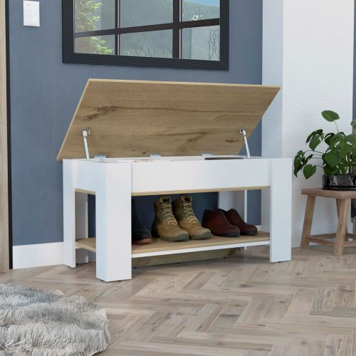 Saturn Storage Table, Four Legs, Lower Shelf, Light Oak / White - Image 3