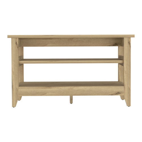 Mason Storage Bench, Two Open Shelves, Light Oak - Image 4