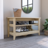 Mason Storage Bench, Two Open Shelves, Light Oak