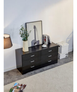 WOOD MDF BOARDS, 6 Drawers Dresser, Black