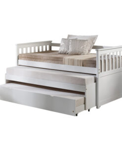 White Slatted Armrest Twin Daybed with Roll-out Bed