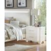 White High Gloss Finish Modern Bedroom 1pc Nightstand with LED Light Wooden Furniture Luxury Bedside Table
